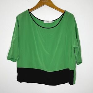 Robert Rodriguez Colorblock Blouse 8 Green/Black
